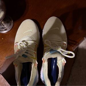 Nike Cream and Blue Athletic Shoes